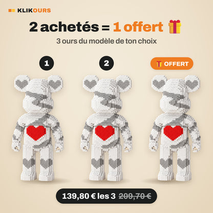 Offre 2 achetés = 1 offert : 3 ours du même modèle pour 139,80 €